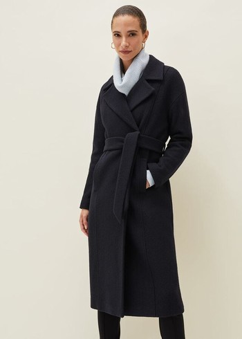 Phase Eight Carlotta Wrap Wool Coats Navy USA | 4130592-FM